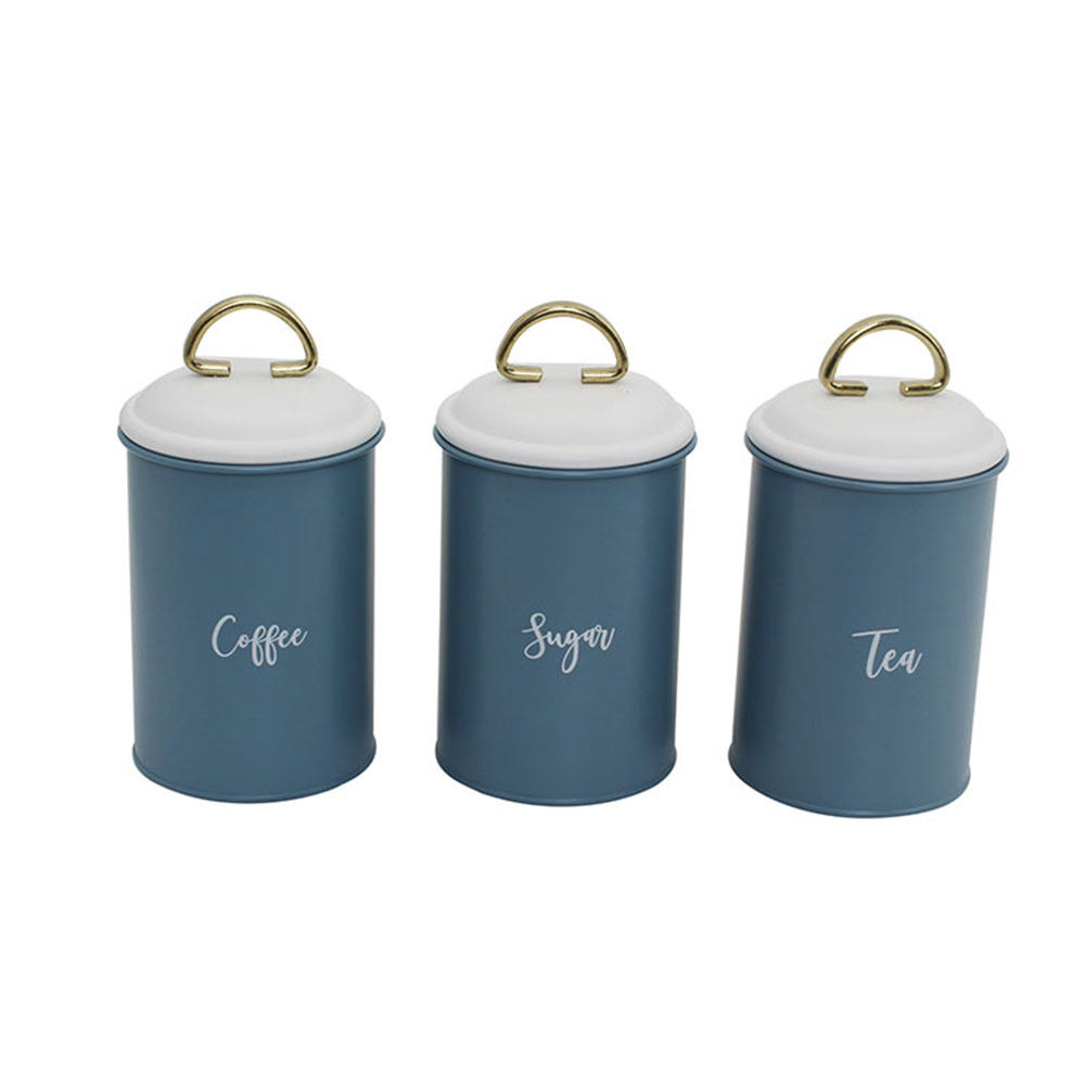 Food Grade Kitchen Organizer Container Tin Canister Jars Sugar Tea Coffee Canisters Set For Kitchen Counter