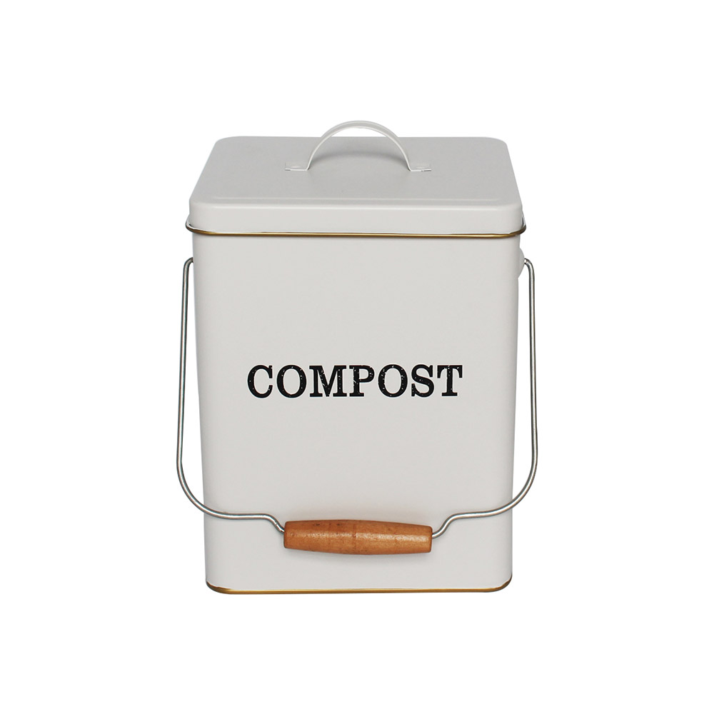 Galvanized Steel Indoor Countertop Compost Bin for Kitchen with Lid Standing Iron Compost Bucket Food Waste Bin