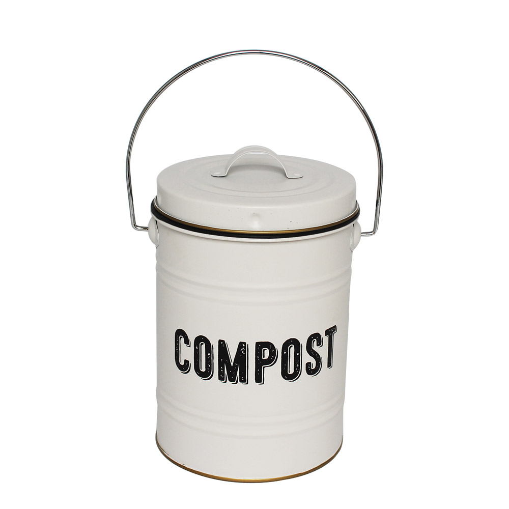 Metal Iron Kitchen Compost Bin Countertop Compost Bucket Kitchen