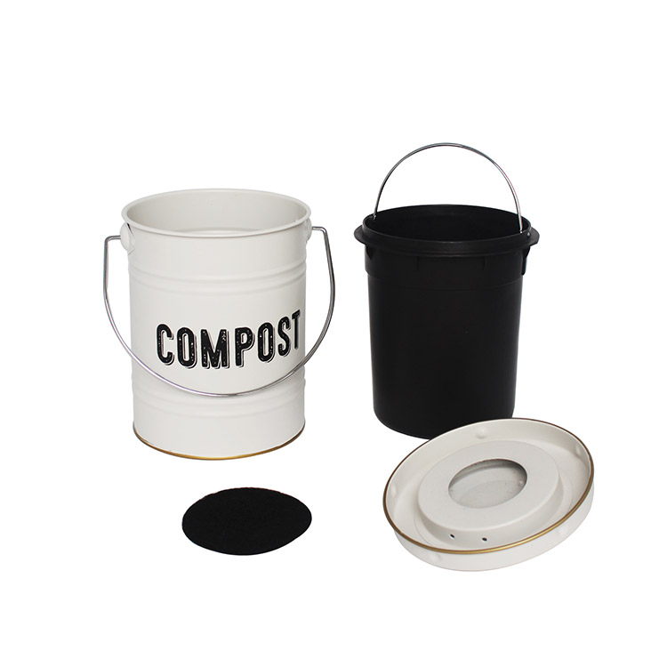 Metal Iron Kitchen Compost Bin Countertop Compost Bucket Kitchen