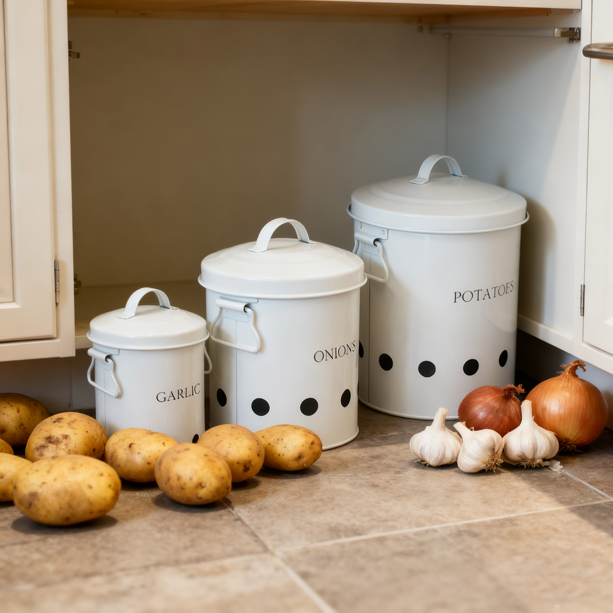 Keep Your Vegetables Fresh and Organized: The Benefits of a Metal Potato, Onion & Garlic Storage Canister Set