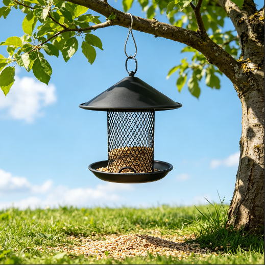 Enjoy Peaceful Backyard Birdwatching With Classic Mesh Hanging Metal Bird Feeder
