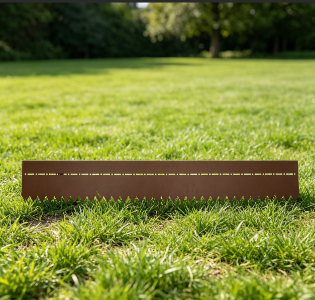 Rust Serrated Metal Landscape Edging: Elevate Yard Aesthetics With Durable Defined Garden Borders