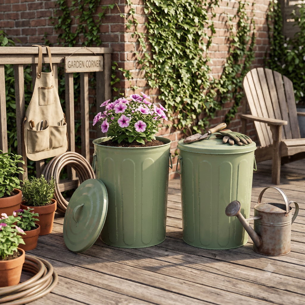 green metal trash can with lid OEM manufacturer (2).png