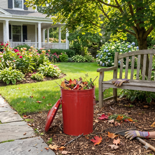 Red Galvanized Metal Garden Bin: Robust Multi-purpose Outdoor Container For Backyard & Landscaping Projects
