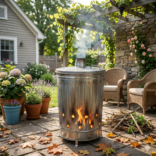 Ribbed Galvanized Metal Garden Incinerator Bin: Safe Outdoor Burner For Backyard Garden Waste Disposal