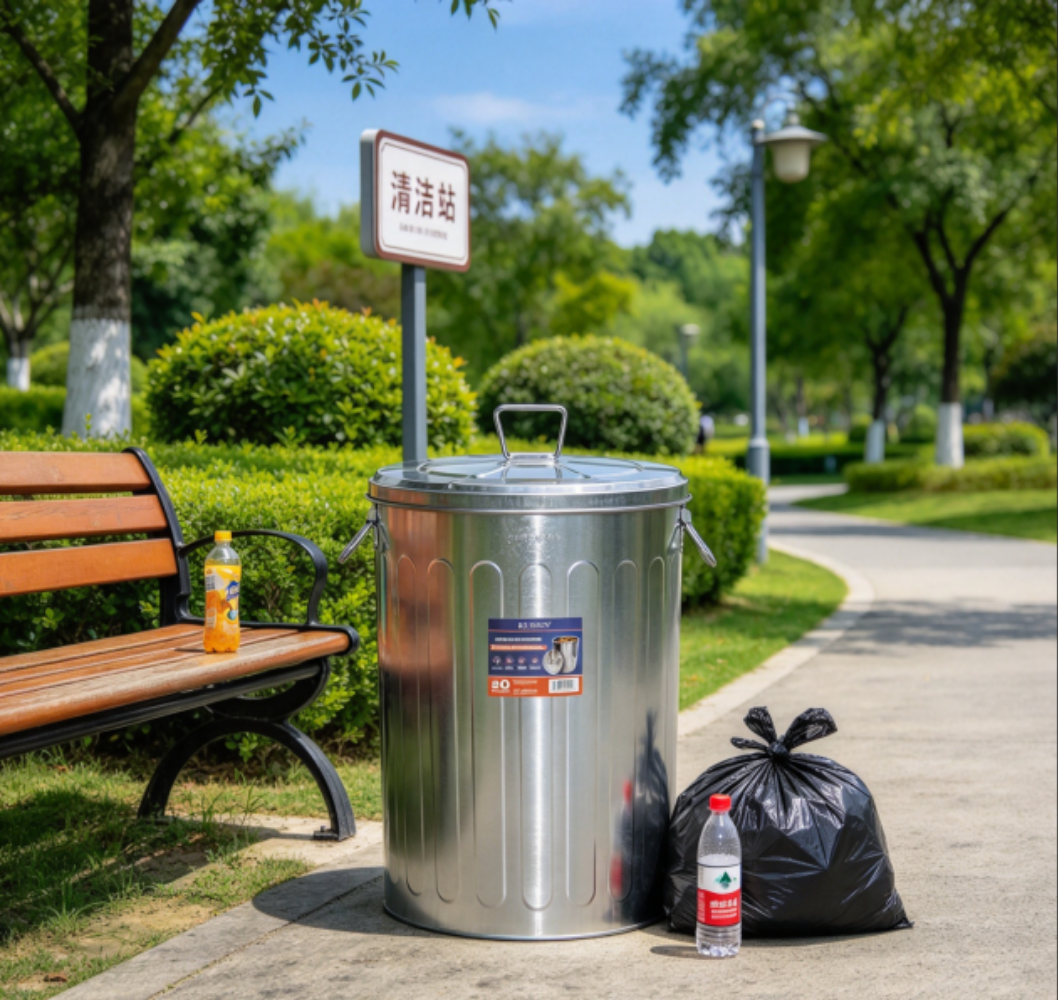 Galvanized Metal Outdoor Trash Can – Built Tough to Keep Public & Garden Spaces Clean